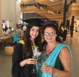 Holly graduating with First Class Honours from Cardiff Metropolitan University