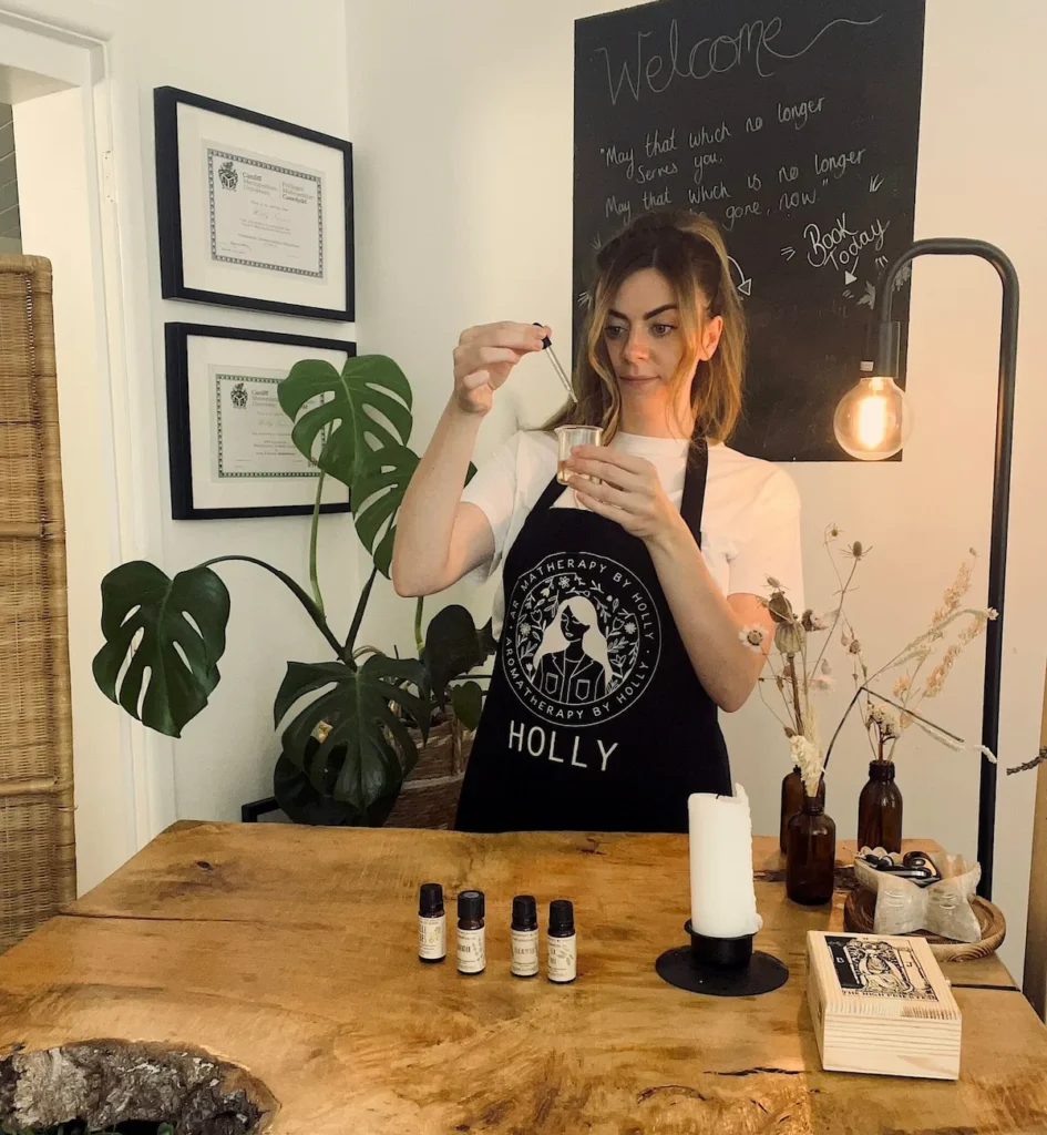 Clinical Aromatherapist creating handmade essential oil products in South Wales